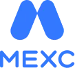 Вертикальний логотип MEXC у небрендовому синьому кольорі